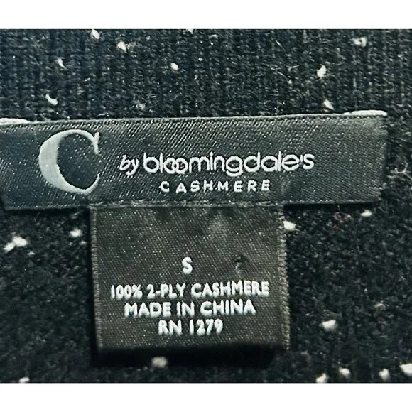 C by Bloomingdale's 100% Cashmere Sweater Set Black White Fleck Twin Set Small - Picture 4 of 14